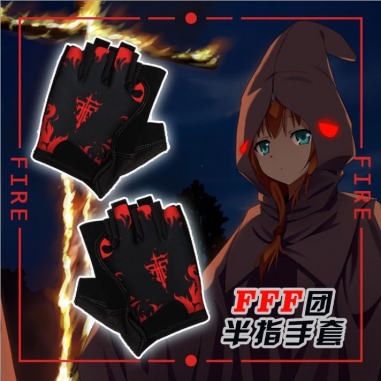 FFF Group Printed black half finger gloves 14X16CM price for 2 pcs