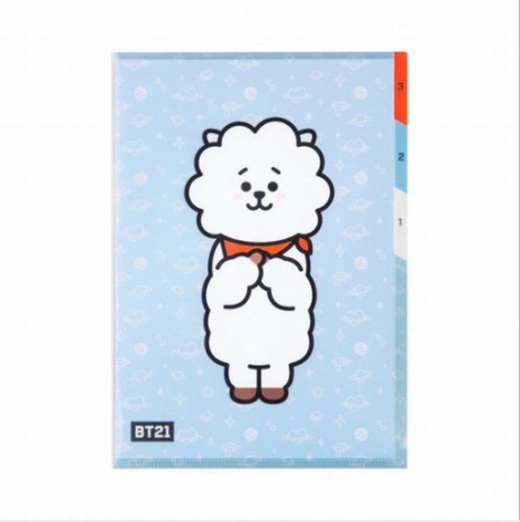 BTS BT21 Three-layer folder stationery File Case PVC OPP bag 22X31CM 45G Style F