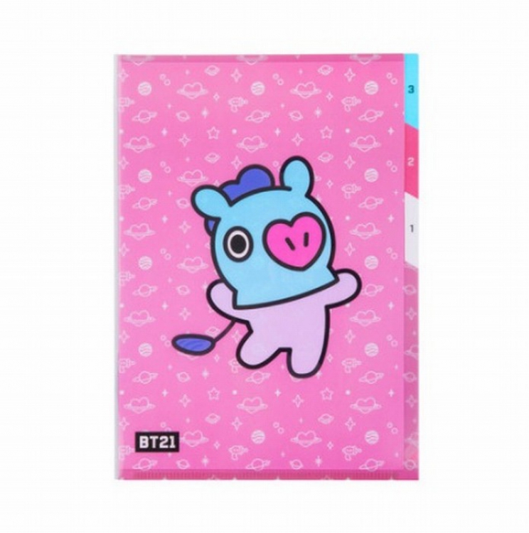 BTS BT21 Three-layer folder stationery File Case PVC OPP bag 22X31CM 45G Style E