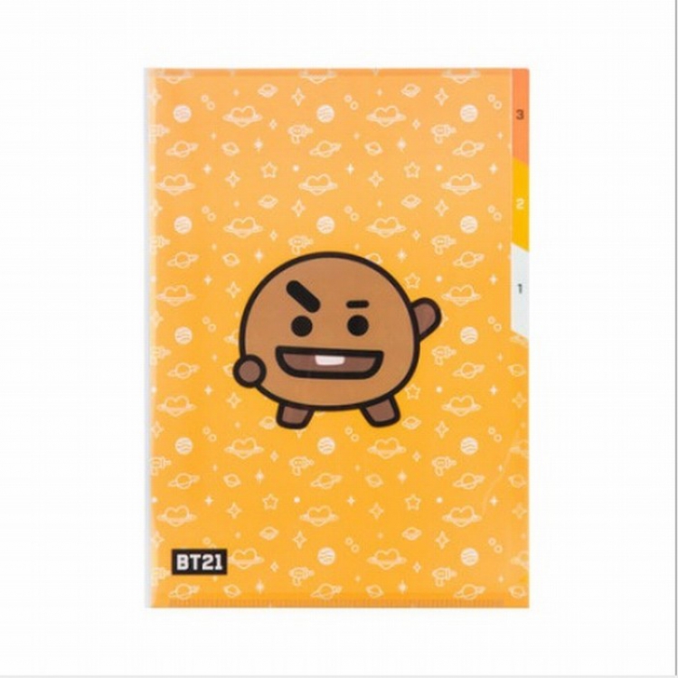 BTS BT21 Three-layer folder stationery File Case PVC OPP bag 22X31CM 45G Style A