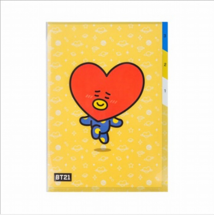 BTS BT21 Three-layer folder stationery File Case PVC OPP bag 22X31CM 45G Style C