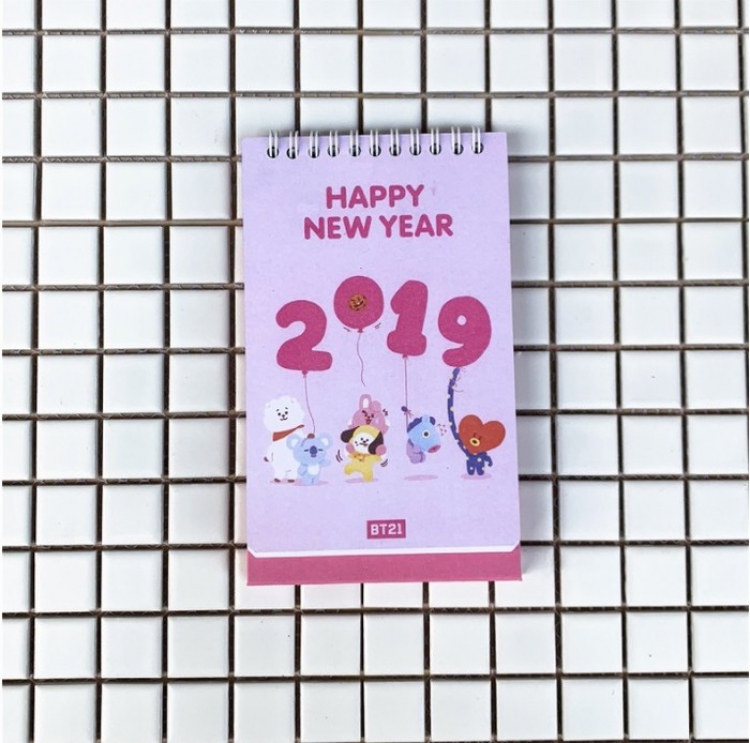 BTS 2019BT21 Calendar Annual calendar OPP bag 14 double-sided printing 11X18.5CM 120G