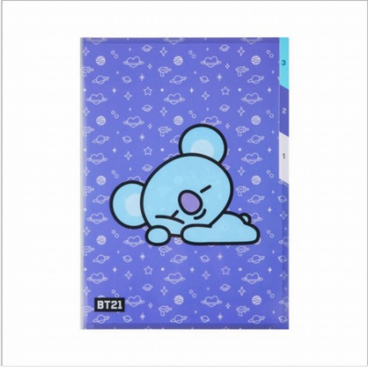 BTS BT21 Three-layer folder stationery File Case PVC OPP bag 22X31CM 45G Style B