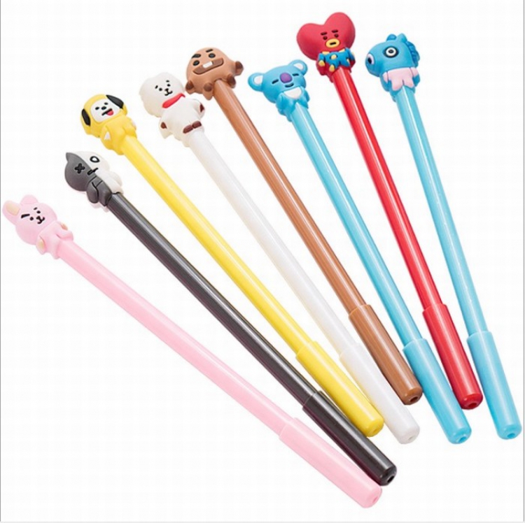 BTS BT21 8 models Cute cartoon black gel pen 0.5MM price for 50 pcs