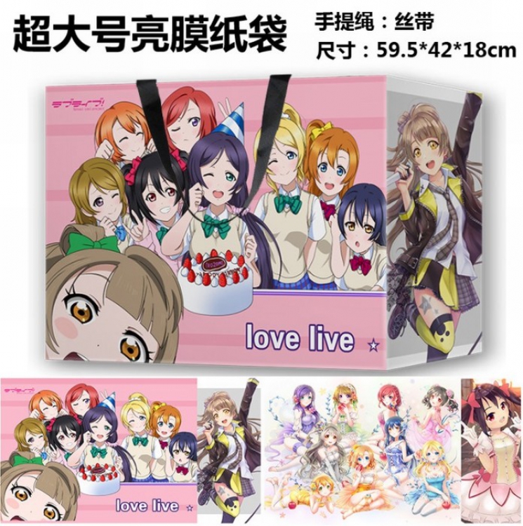 love live Anime oversized bright film paper bag gift bag tote price for 10 pcs 59.5X42X18CM