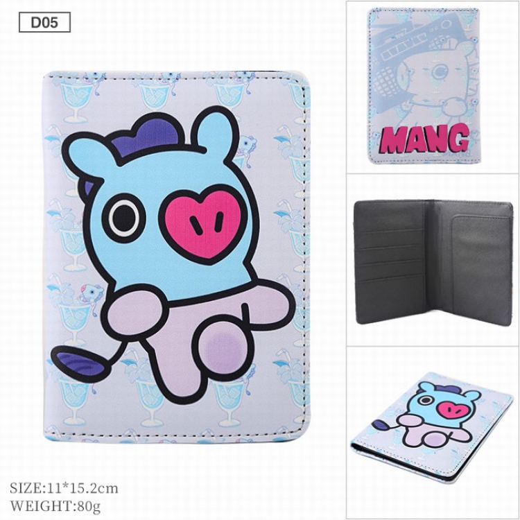 BTS BT21 PU leather multi-function travel ticket holder passport protector D05