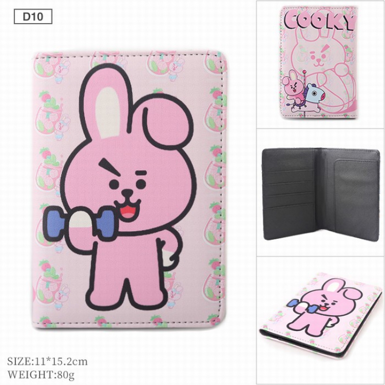 BTS BT21 PU leather multi-function travel ticket holder passport protector D10