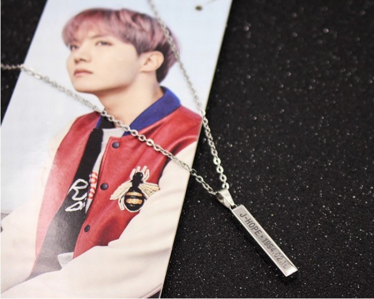 BTS Long column Necklace pendant Blister box 50CM Pendant:3X0.5CM price for 5 pcs Style H