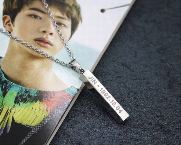 BTS Long column Necklace pendant Blister box 50CM Pendant:3X0.5CM price for 5 pcs Style F