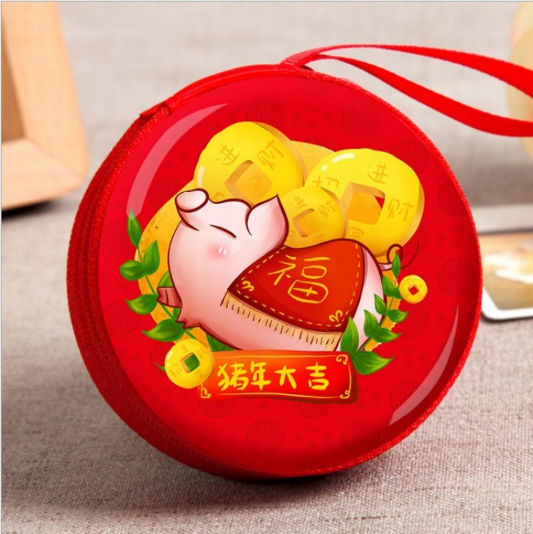 Pig Year Mascot Coin purse headphone bag storage box Wallet OPP bag price for 3 pcs 7X3.5CM Style C