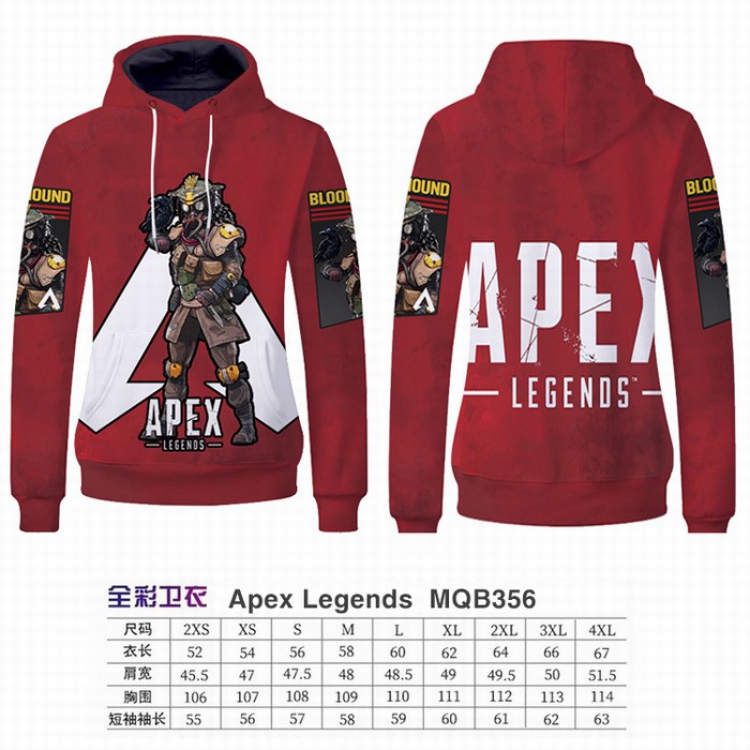 Apex Legends Full Color Long sleeve Patch pocket Sweatshirt Hoodie 9 sizes from XXS to XXXXL MQB356