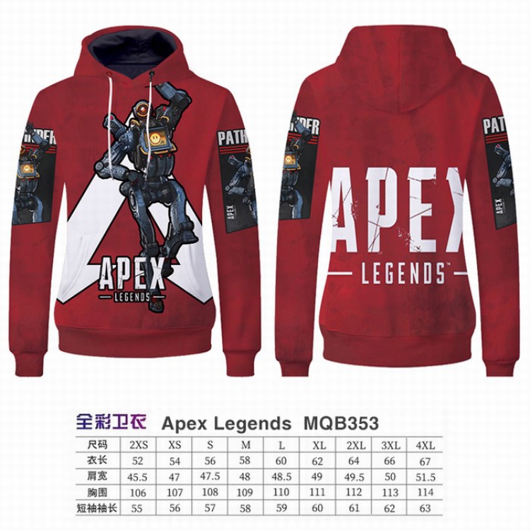 Apex Legends Full Color Long sleeve Patch pocket Sweatshirt Hoodie 9 sizes from XXS to XXXXL MQB353