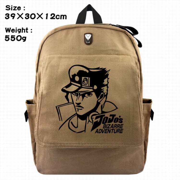 JoJos Bizarre Adventure Canvas Flip cover backpack Bag 39X30X12CM Style A