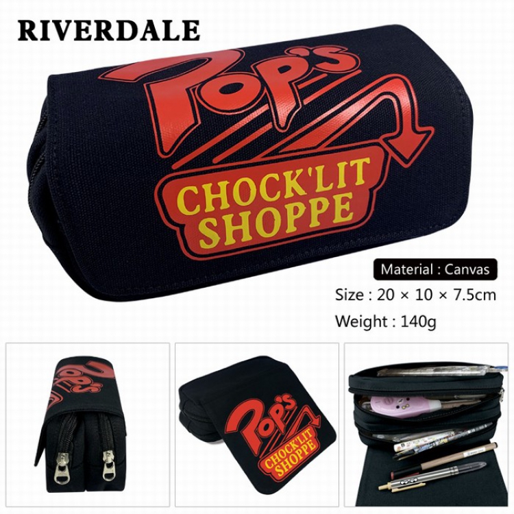 Riverdale Canvas Multifunction Double layer Zipper Flip cover Pencil Bag Style B