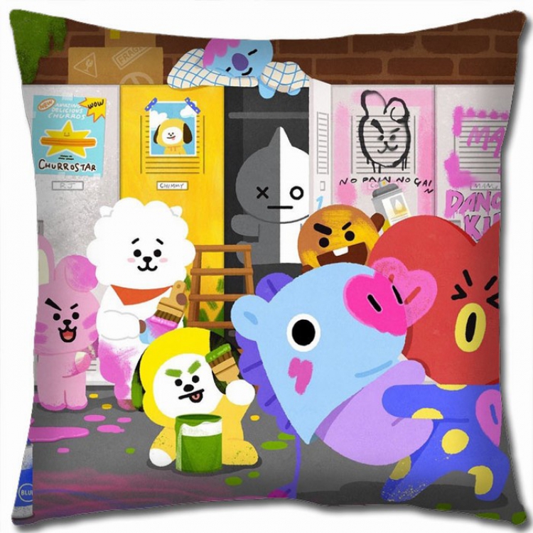 BTS BT21 Double-sided full color Pillow Cushion 45X45CM BS-24 NO FILLING