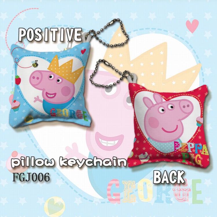 Peppa pig Square pillow key Chain pendant 4X4CM FGJ006