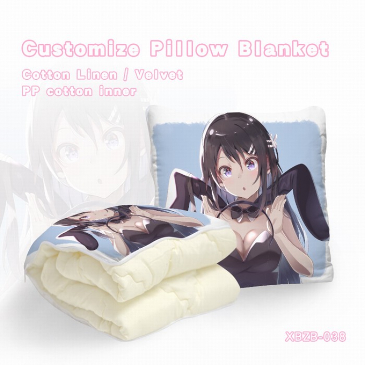 Bunny girl（40X40CM) Dual-use folding plush pillow (120X140CM) XBZB-038