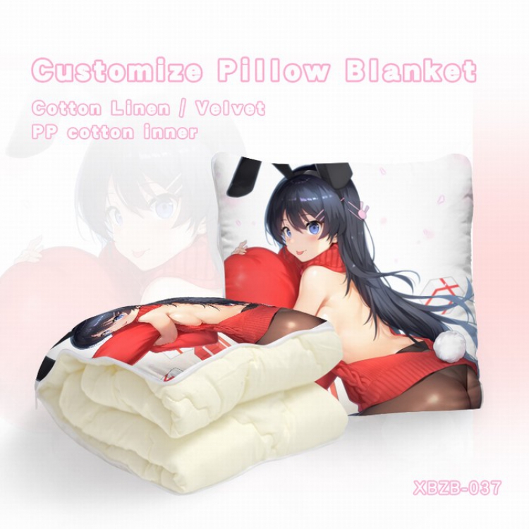 Bunny girl（40X40CM) Dual-use folding plush pillow (120X140CM) XBZB-037