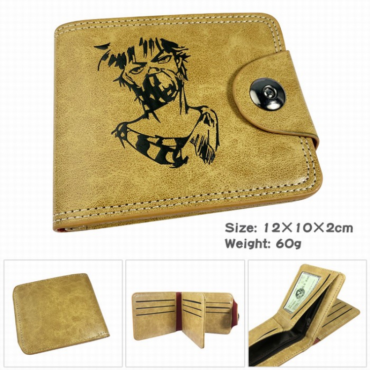 JoJos Bizarre Adventure PU short two fold Snap button wallet Purse Style B