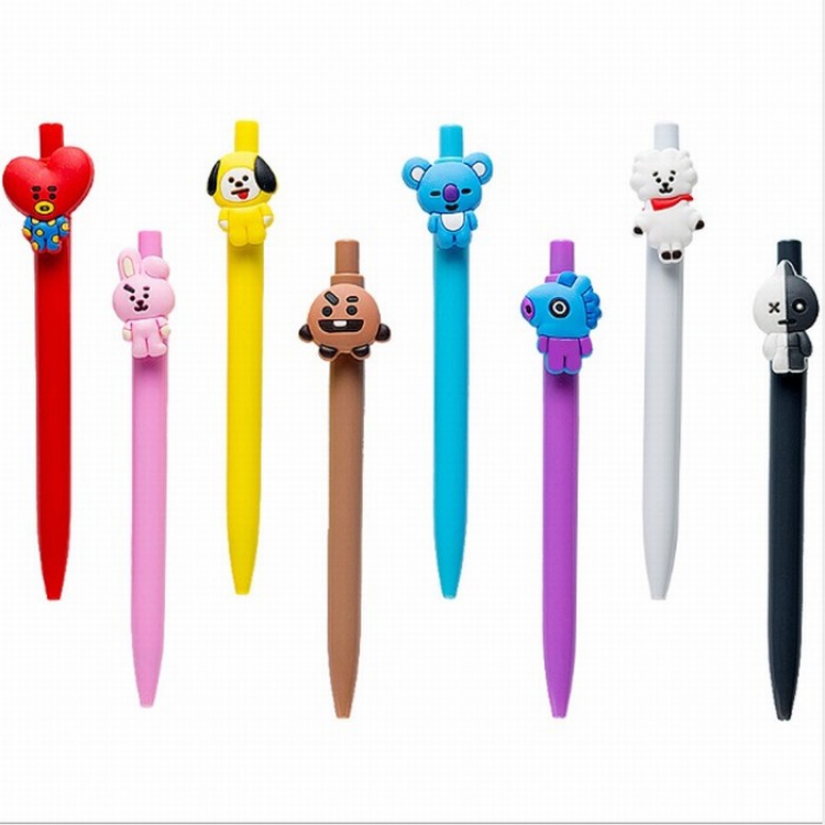 BTS BT21 a set of 8 models Black refill ballpoint pen gel pen 0.5MM 13.5CM