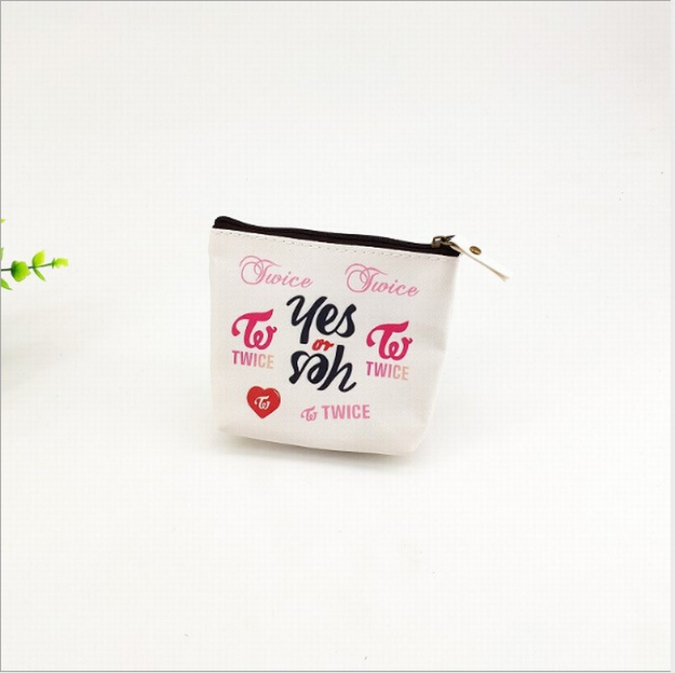 TWICE Korean star Printed zipper PU coin purse storage bag 12.5X12CM 23G price for 3 pcs