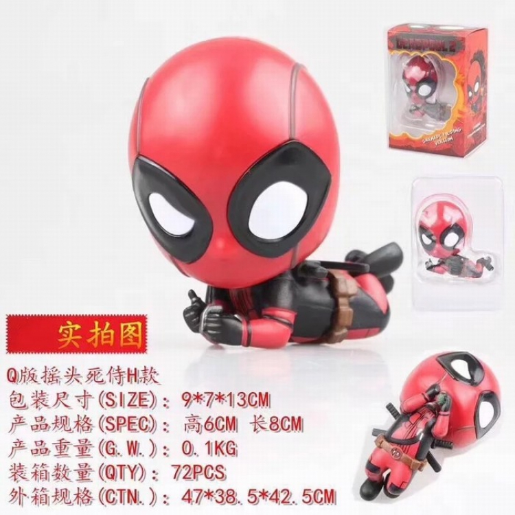 Q version Shake head Deadpool H models Boxed Figure Decoration 6X8CM a box of 72