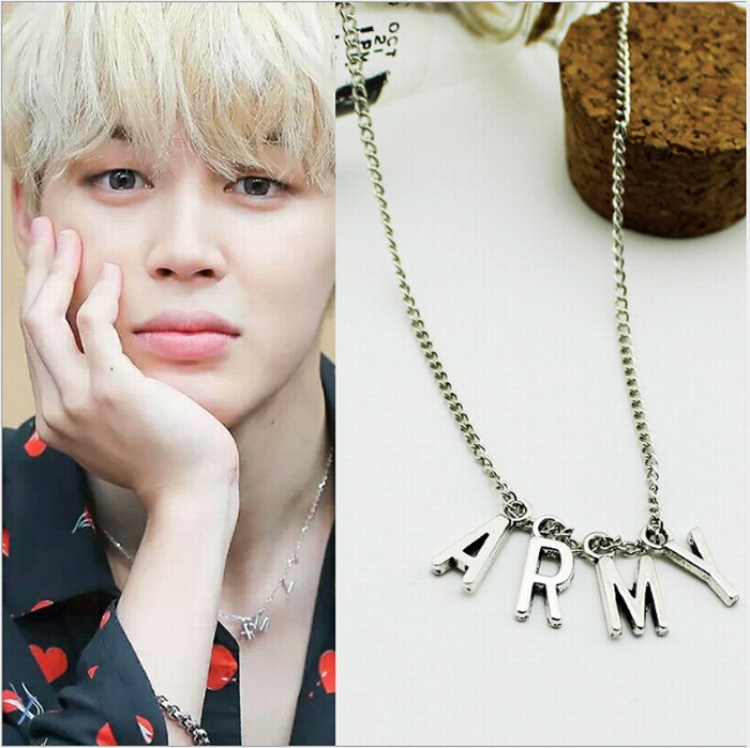 BTS Silver alloy letter necklace pendant Boxed price for 10 pcs
