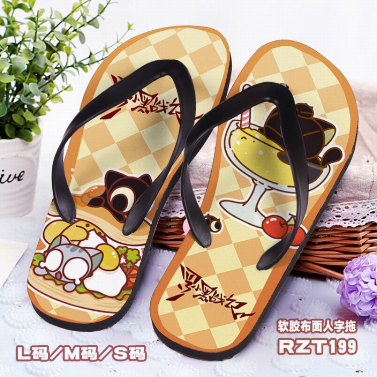 The Legend of LuoXiaohei Soft glue Cloth surface Flip-flops S.M.L RZT199