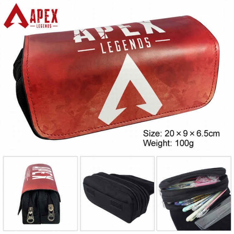 Apex Legends PU surface Multifunction Double layer Zipper Flip cover Pencil Bag Style 4
