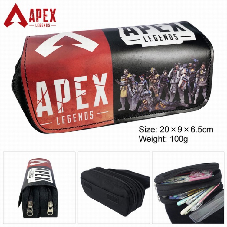 Apex Legends PU surface Multifunction Double layer Zipper Flip cover Pencil Bag Style 5