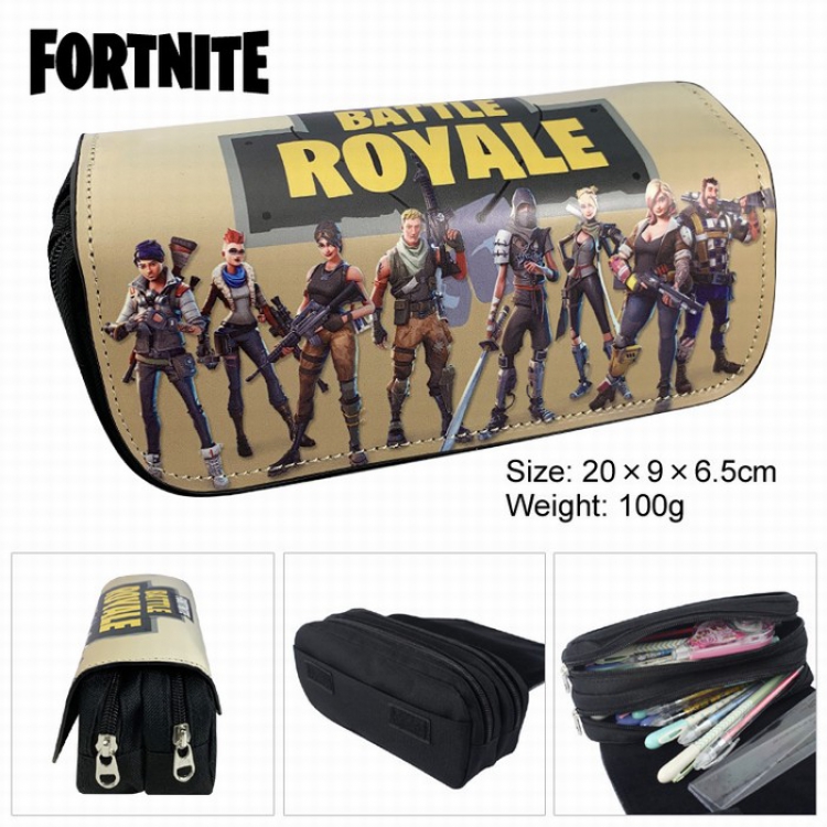 Fortnite PU surface Multifunction Double layer Zipper Flip cover Pencil Bag Style A
