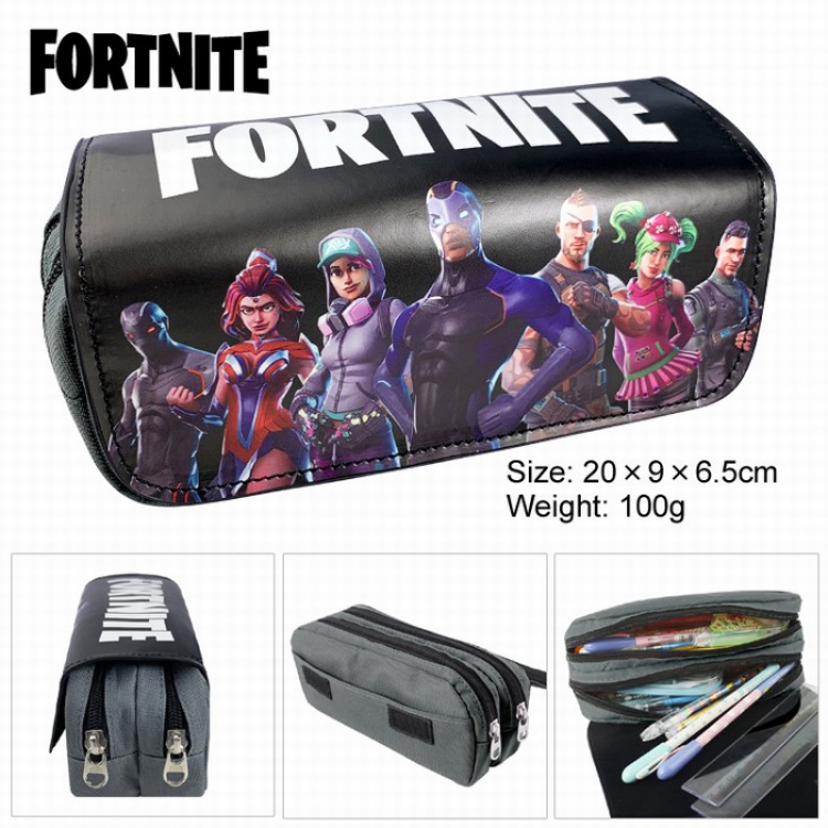 Fortnite PU surface Multifunction Double layer Zipper Flip cover Pencil Bag Style C