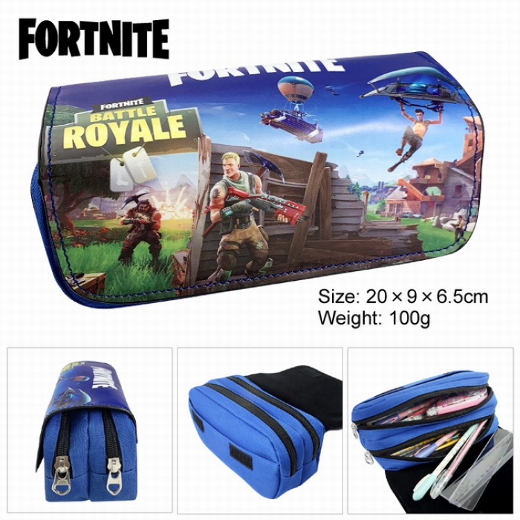 Fortnite PU surface Multifunction Double layer Zipper Flip cover Pencil Bag Style B