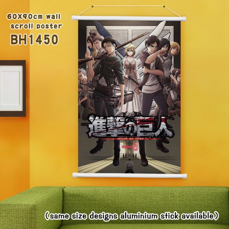 Shingeki no Kyojin White Plastic rod Cloth painting Wall Scroll 40X60CM BH-1450