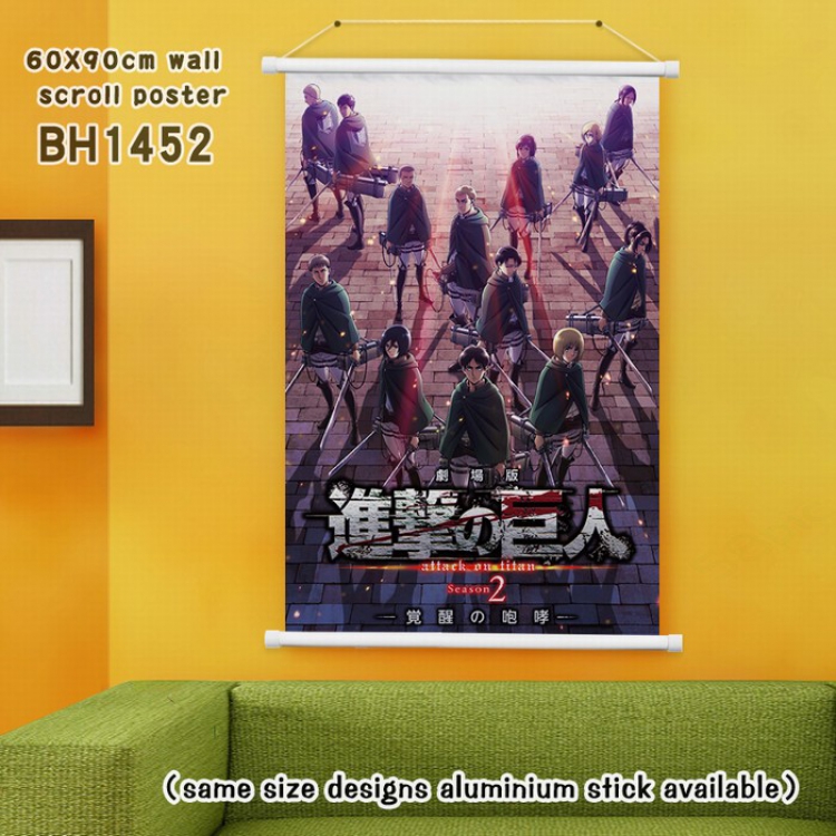 Shingeki no Kyojin White Plastic rod Cloth painting Wall Scroll 40X60CM BH-1452