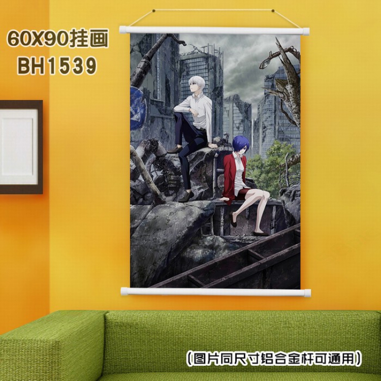 Tokyo Ghoul White Plastic rod Cloth painting Wall Scroll 40X60CM BH-1539