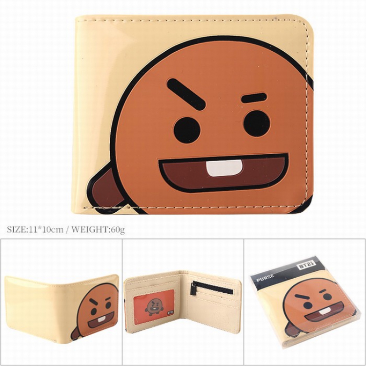 BTS BT21 Full color short print two fold wallet purse 11.5X9.5X1CM 80G