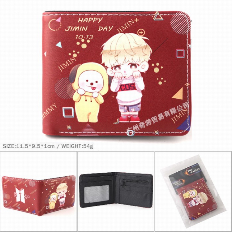 BTS BT21 Full color Twill two-fold short wallet Purse 11.5X9.5X1CM 54G Style B