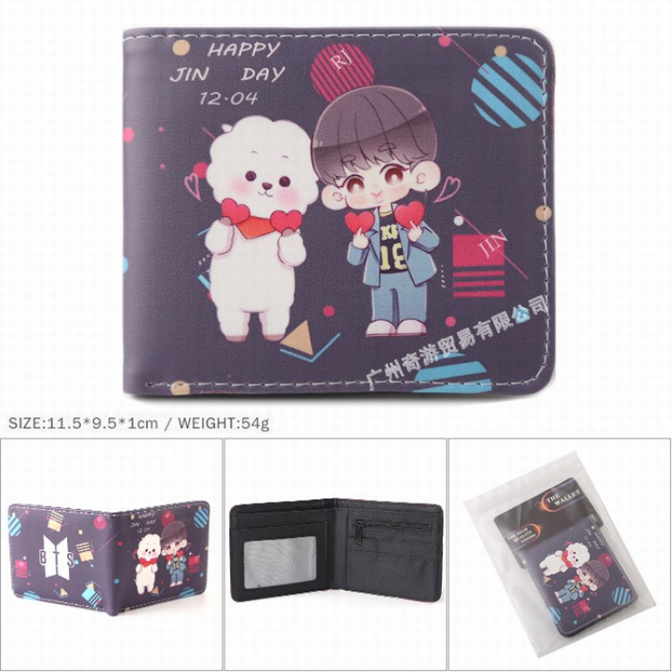 BTS BT21 Full color Twill two-fold short wallet Purse 11.5X9.5X1CM 54G Style C