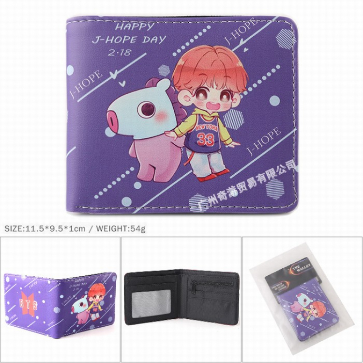 BTS BT21 Full color Twill two-fold short wallet Purse 11.5X9.5X1CM 54G Style D