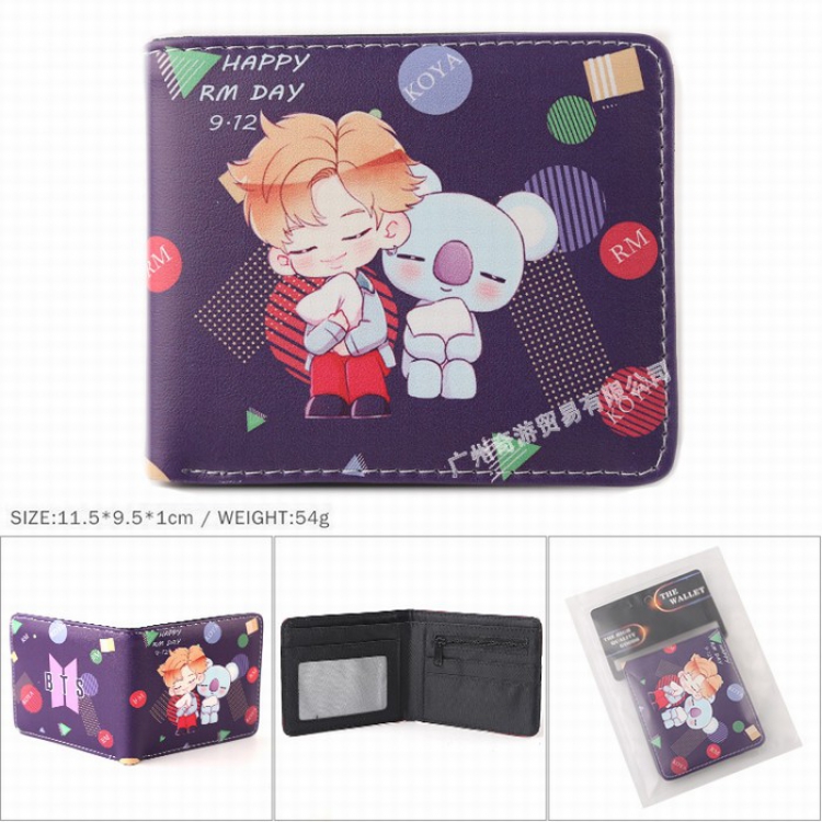 BTS BT21 Full color Twill two-fold short wallet Purse 11.5X9.5X1CM 54G Style G