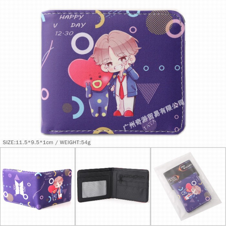 BTS BT21 Full color Twill two-fold short wallet Purse 11.5X9.5X1CM 54G Style F