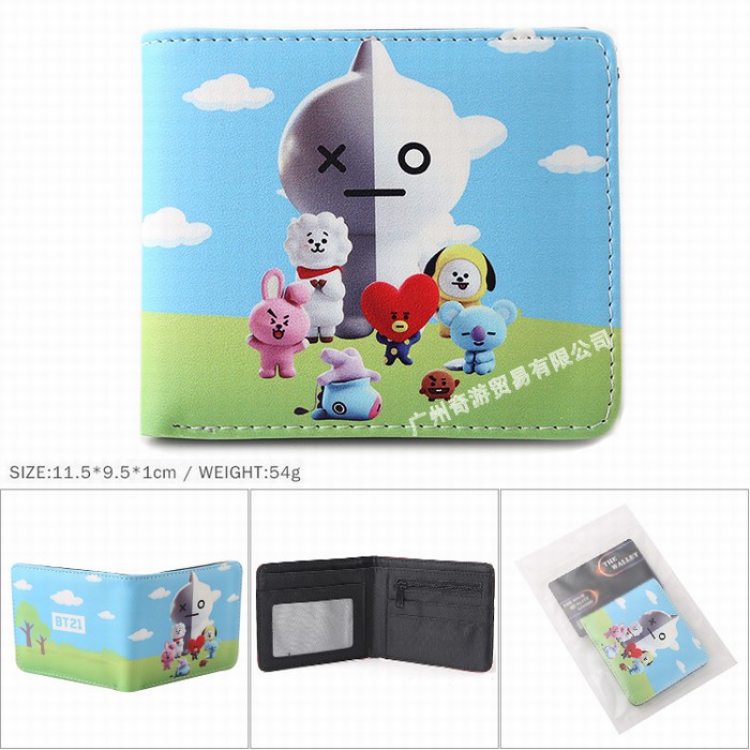 BTS BT21 Full color Twill two-fold short wallet Purse 11.5X9.5X1CM 54G Style E