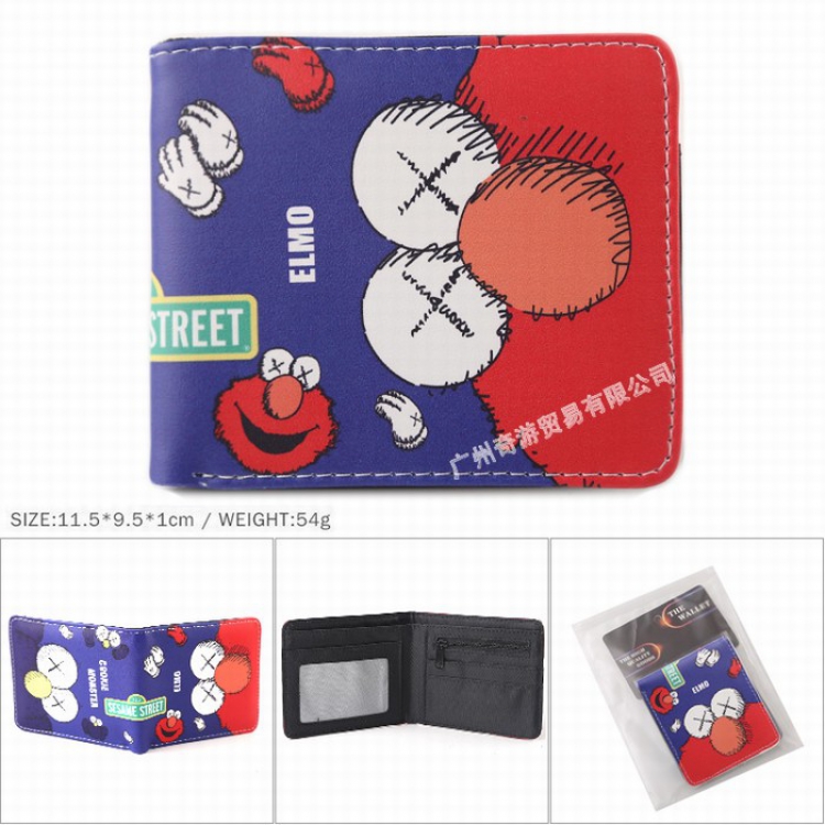 Sesame Street Full color Twill two-fold short wallet Purse 11.5X9.5X1CM 54G Style B