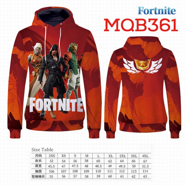 Fortnite Full Color Long sleeve Patch pocket Sweatshirt Hoodie 9 sizes from XXS to XXXXL MQB361