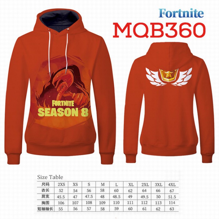 Fortnite Full Color Long sleeve Patch pocket Sweatshirt Hoodie 9 sizes from XXS to XXXXL MQB360