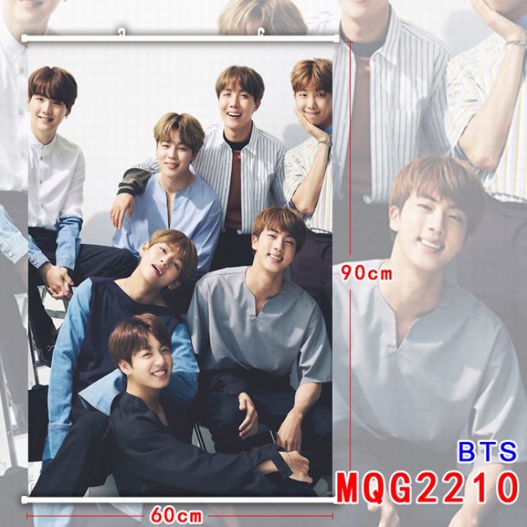 BTS White plastic pole cloth painting Wall Scroll 60X90CM MQG2210