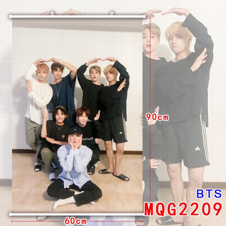 BTS White plastic pole cloth painting Wall Scroll 60X90CM MQG2209