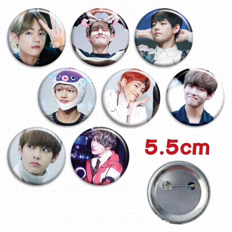 BTS a set of 8 Tinplate Badge Brooch 5.5CM Style B