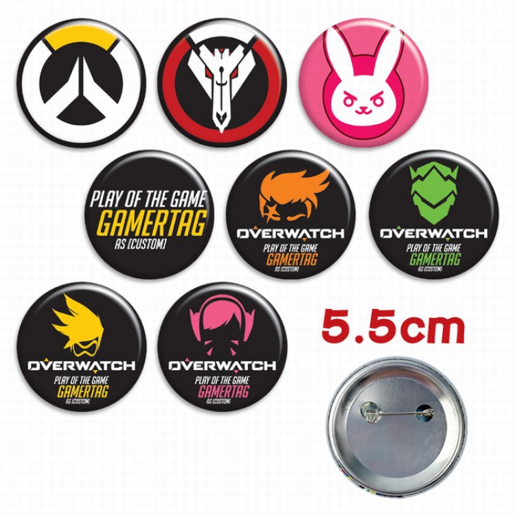 Overwatch a set of 8 Tinplate Badge Brooch 5.5CM Style A